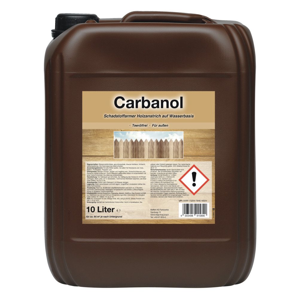 Holzlasur Carbanol 10 Liter in Braun f&uuml;r au&szlig;en