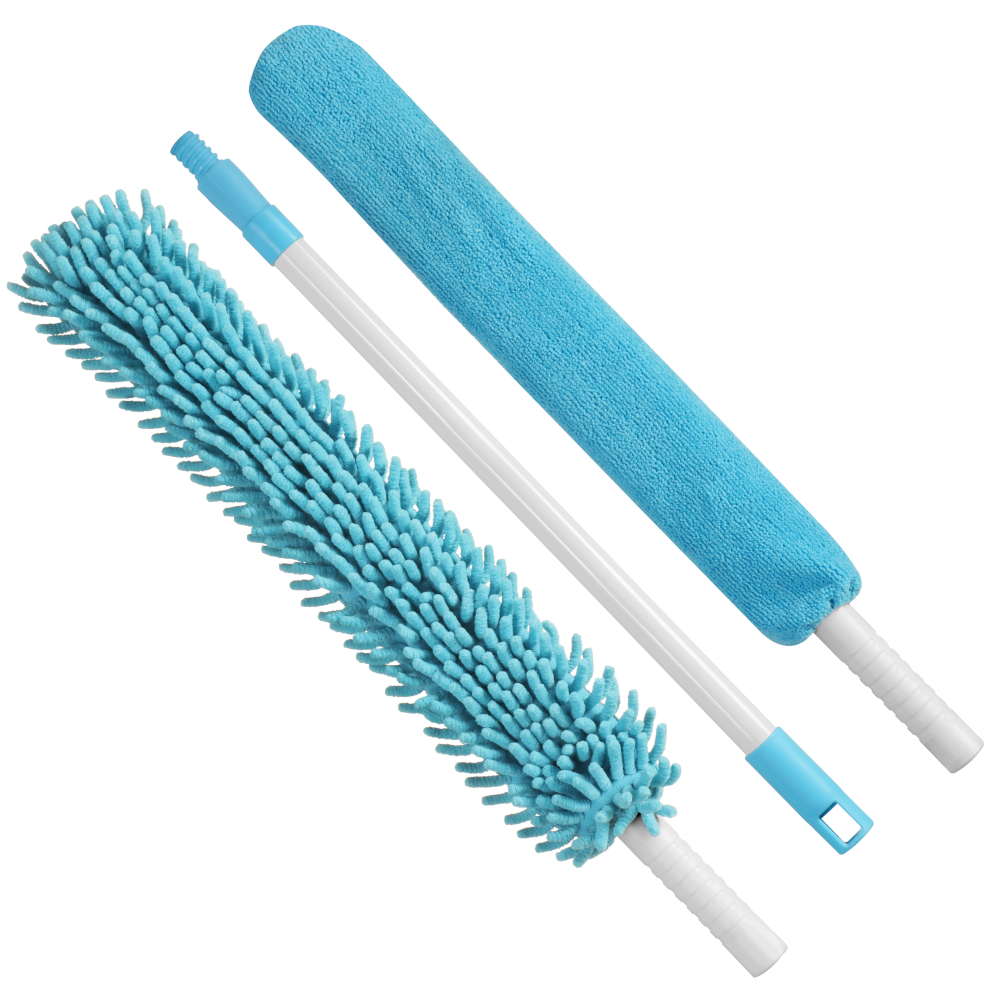 Flachwischer Set 2 St&uuml;ck mit Teleskopstiel