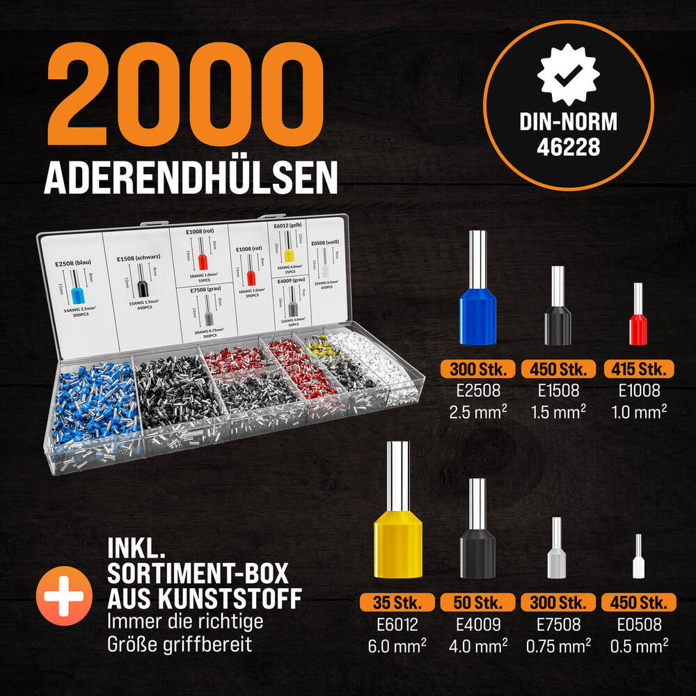 monzana&reg; Crimpzange Set sechskant mit Aderendh&uuml;lsen image number 1