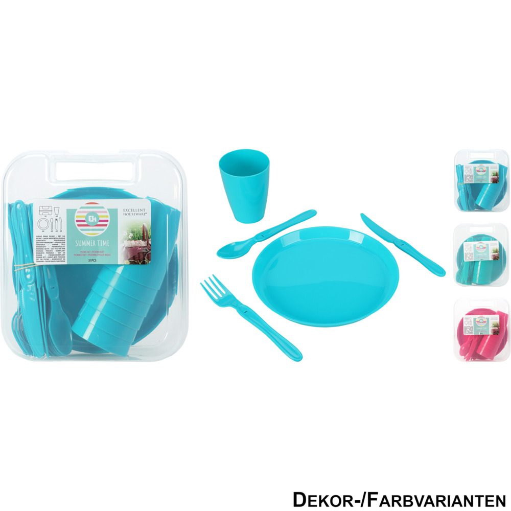 Picknickset 30-teilig aus Polypropylen mit Aufbewahrungsbox