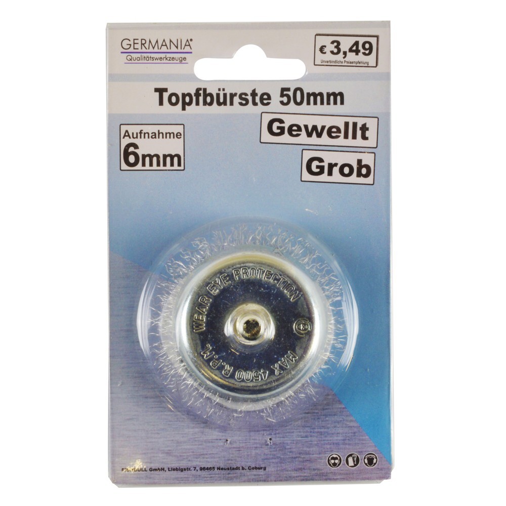 Topfb&uuml;rste grob gewellt &Oslash; 50 mm Stahldraht image number 1