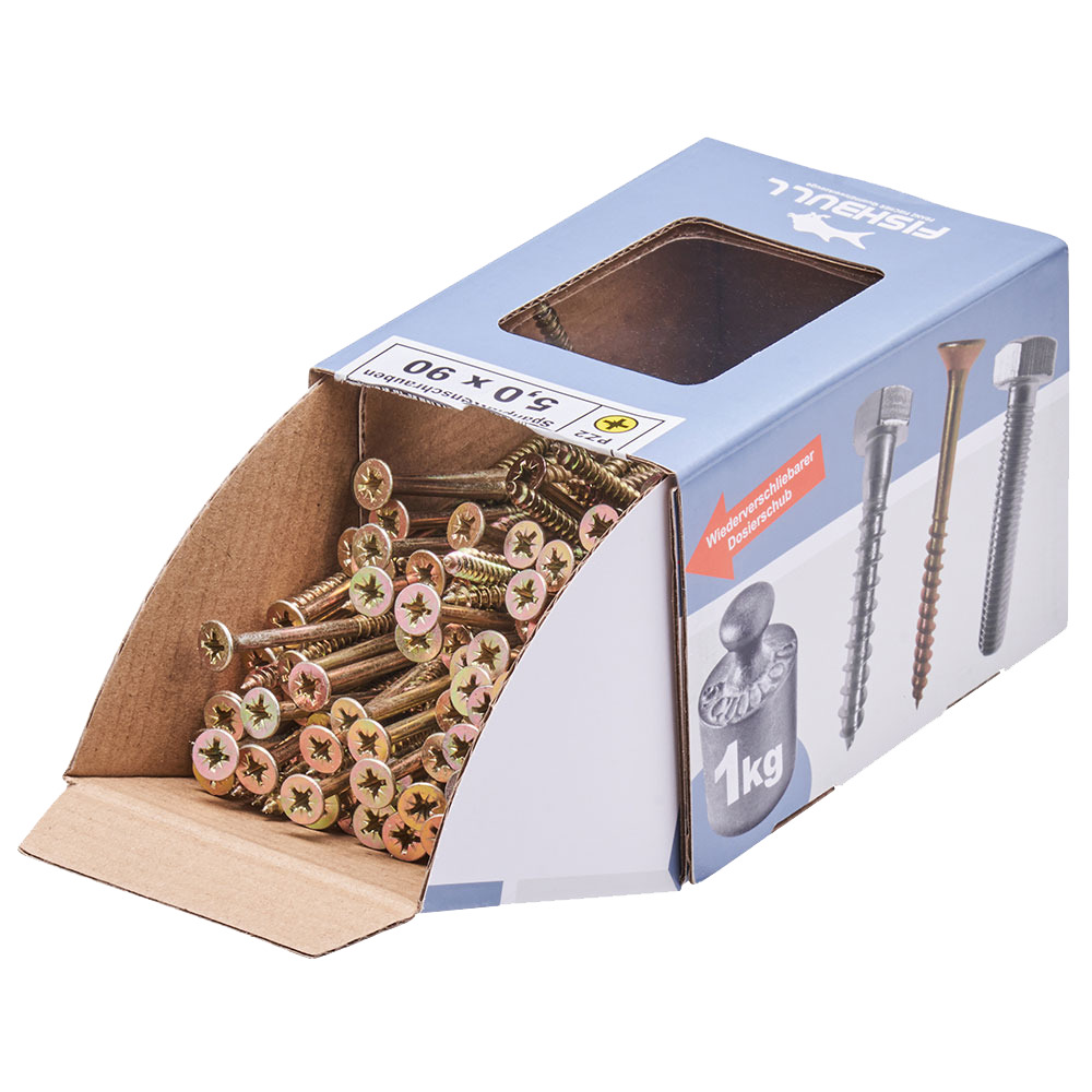 Spanplattenschraube 5x90 mm PZ 1kg FISHBULL-Pack Senkkopf Teilgewinde Kreuzschlitz image number 3