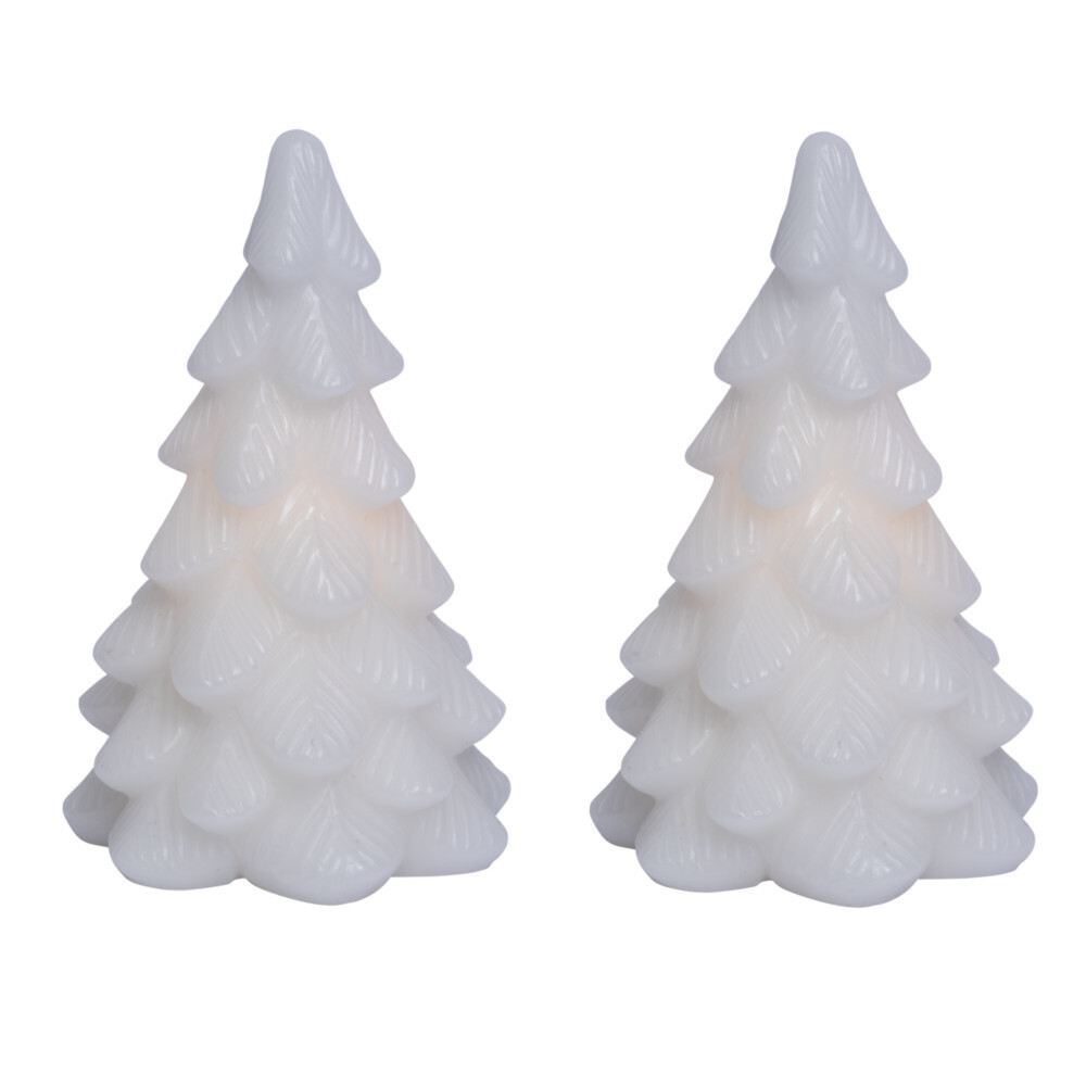 LED Echtwachskerzen Tannenbaum 2 St&uuml;ck batteriebetrieben