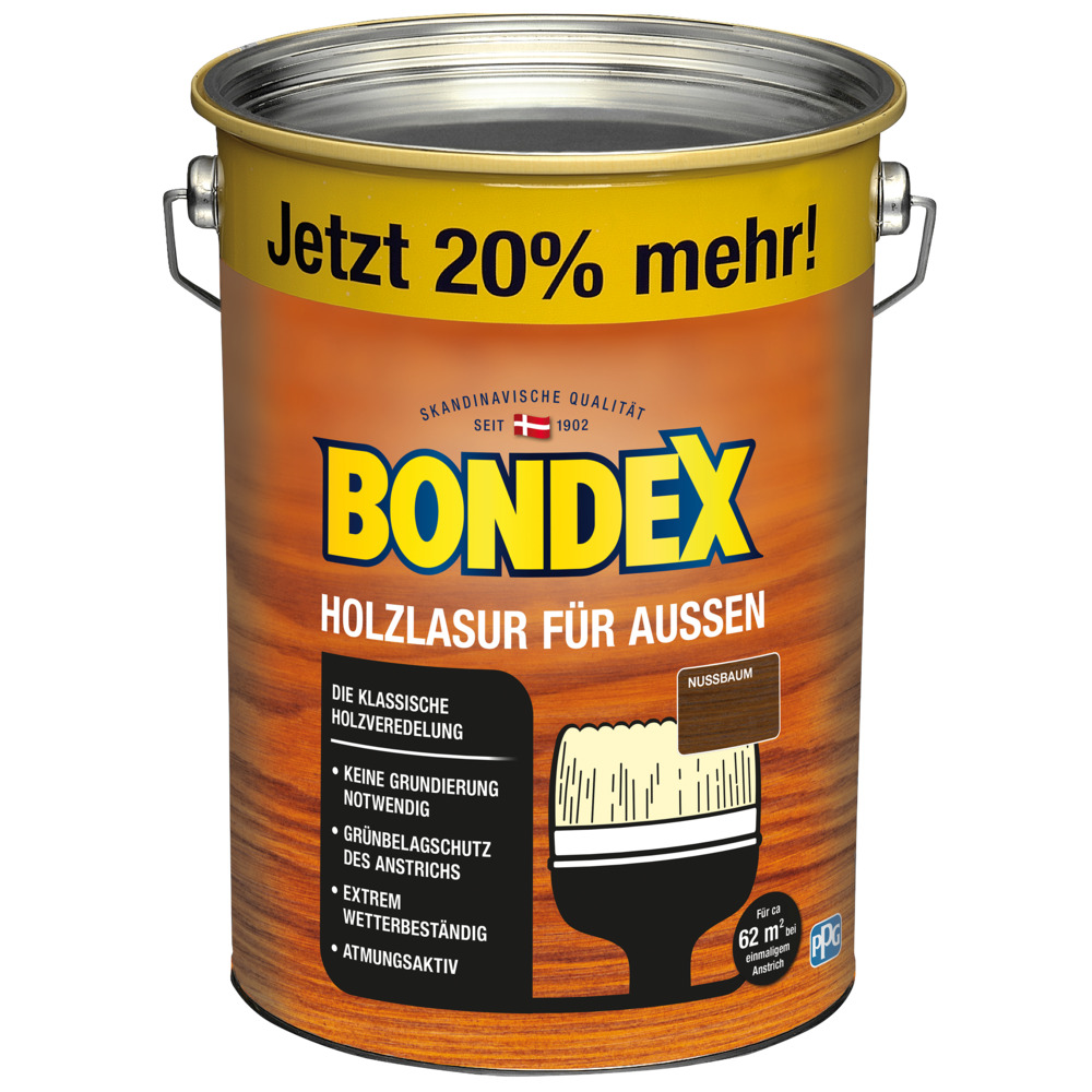 BONDEX Holzschutzlasur 4,8 Liter in Nussbaum, f&uuml;r Au&szlig;en