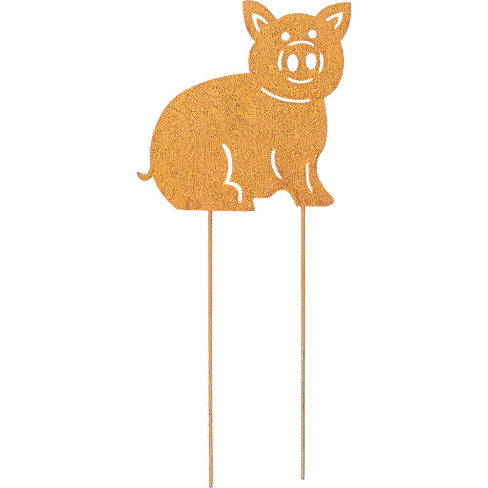 Gartenstecker Schwein ca. 45 cm hoch in Rost-Optik image number 1