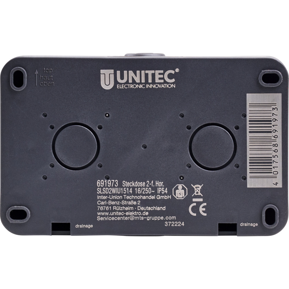 Steckdose 2-fach waagerecht Aufputz Feuchtraum anthrazit image number 2