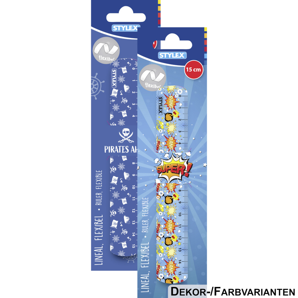 Design-Lineal 15 cm aus Kunststoff, flexibel in verschiedenen Motiven