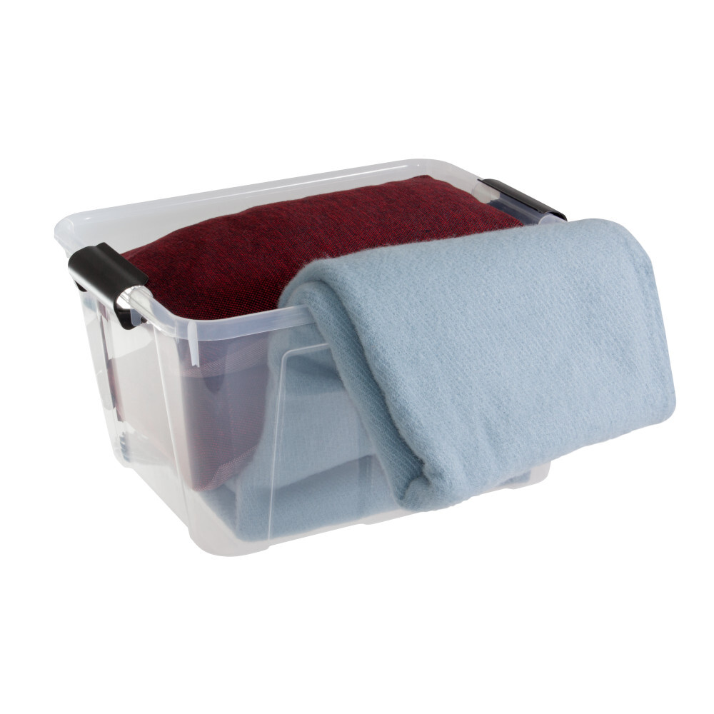 Aufbewahrungsbox 30 Liter mit Deckel, Grau-Transluzent image number 9