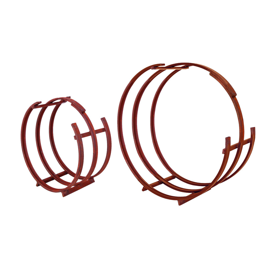 Kaminholzst&auml;nder-Set rund 2 St&uuml;ck aus Stahl in Rostoptik