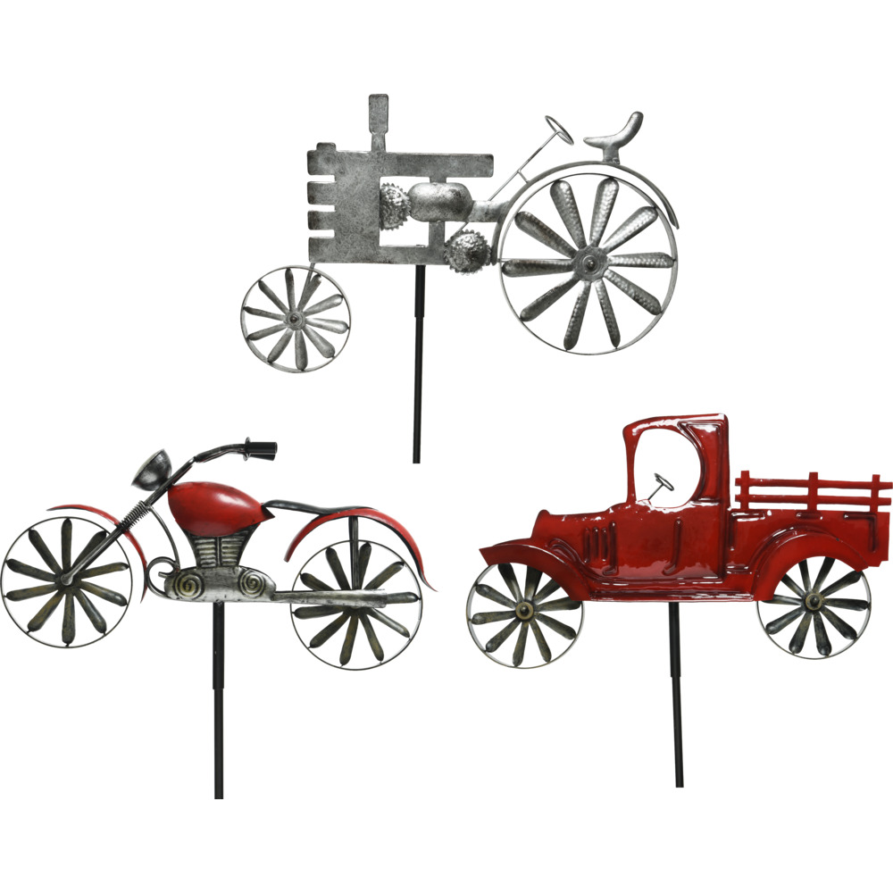 Gartenstecker Windrad 130 cm mit Fahrzeugmotiv und Erdspie&szlig;