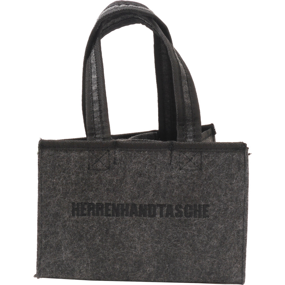 Flaschentr&auml;ger f&uuml;r 6 Flaschen, aus Filz mit Stickerei, anthrazit