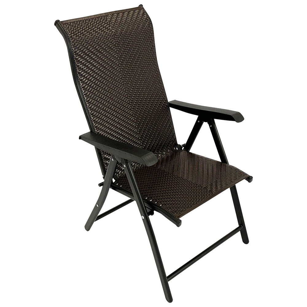 Klappsessel 2-er Set Stahl Schwarz und Polyrattan Braun