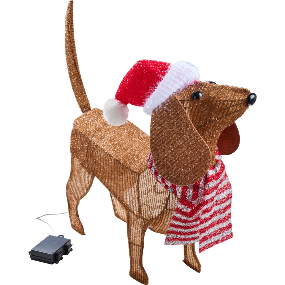 LED-Dackel mit Weihnachtsm&uuml;tze
