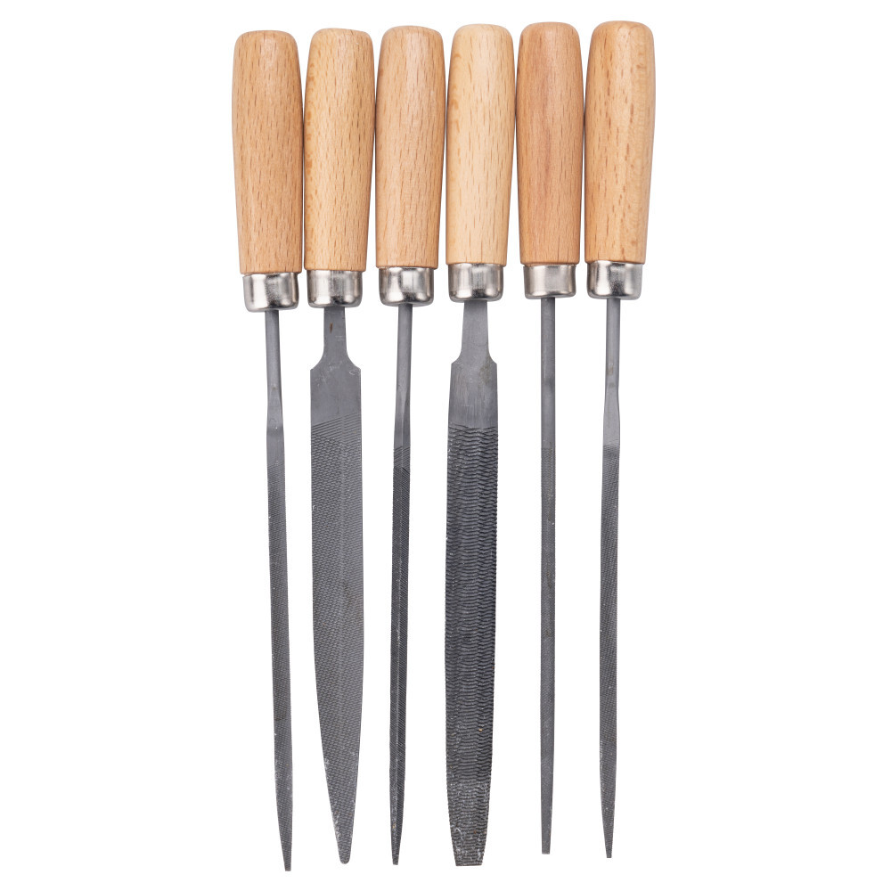 GERMANIA&reg; Schl&uuml;sselfeilen Satz 6 -teilig 100 mm mit Holzheft