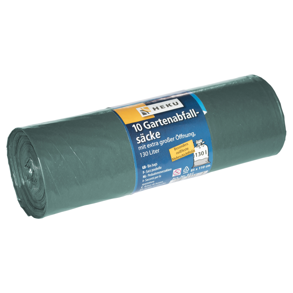Gartenabfalls&auml;cke 130 Liter extra stark 54&micro; 10 St&uuml;ck gr&uuml;n