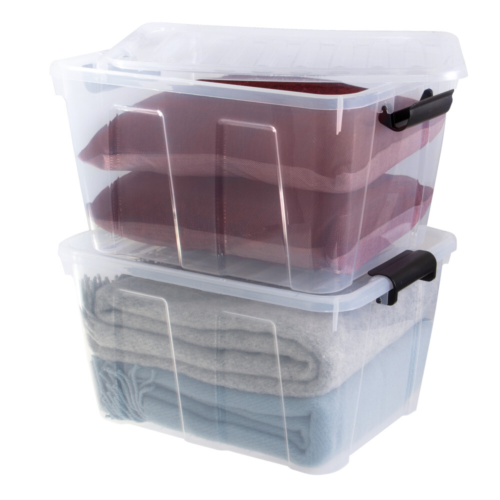 Aufbewahrungsbox 30 Liter mit Deckel, Grau-Transluzent image number 6