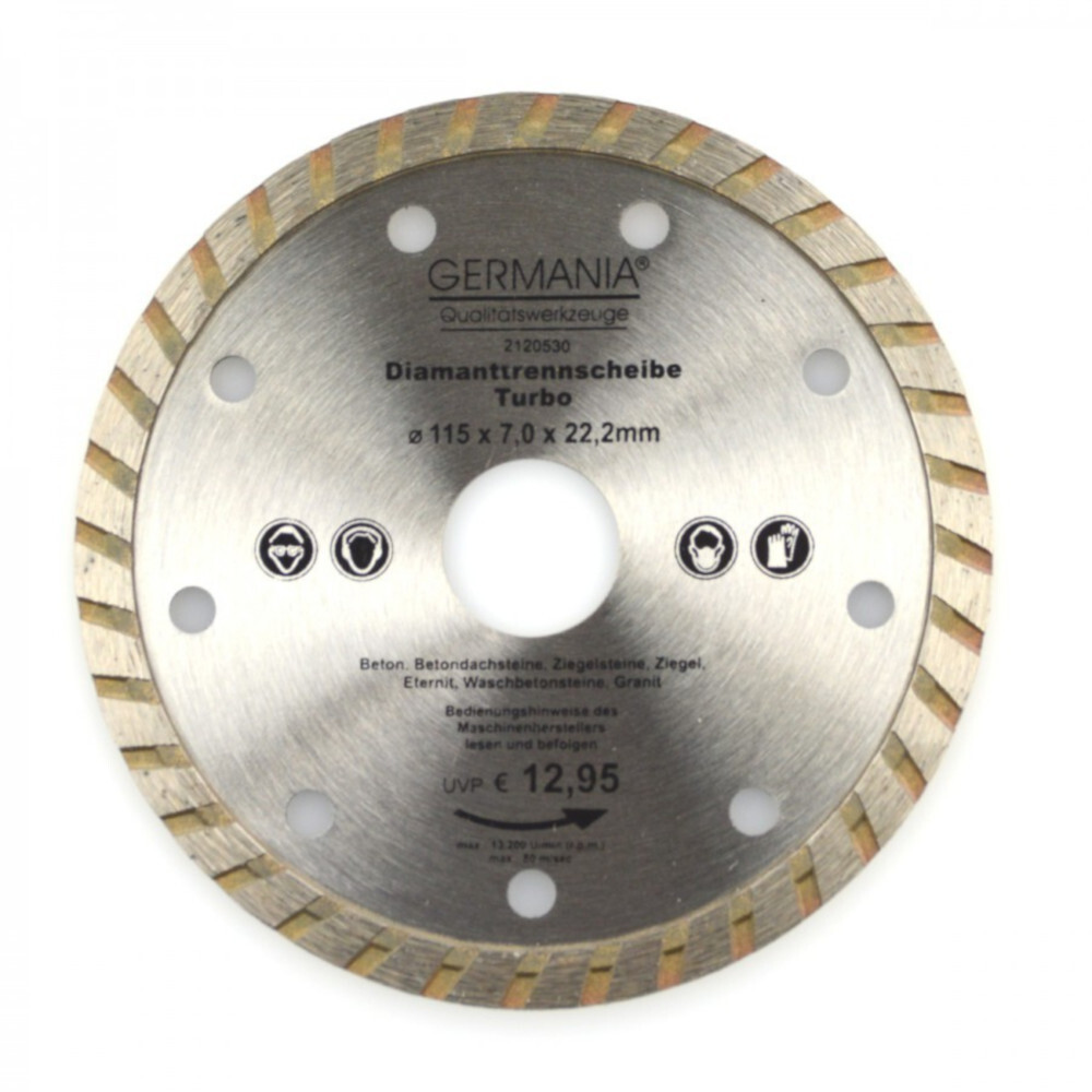 Diamanttrennscheibe 115x2,1x22,2mm Turbo Granit Beton Stein Trennscheibe