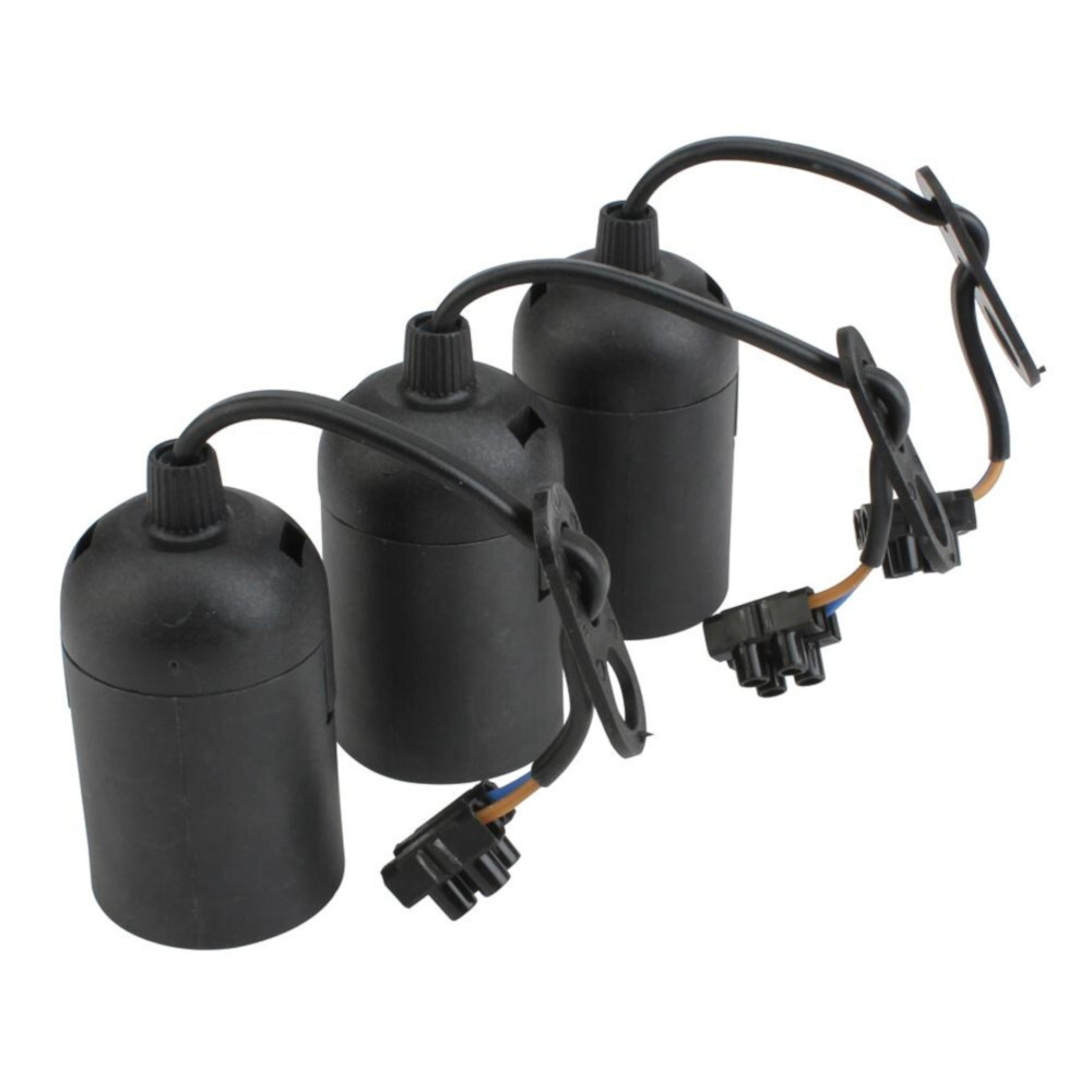 Lampenfassung E27 Set 3 St&uuml;ck schwarz