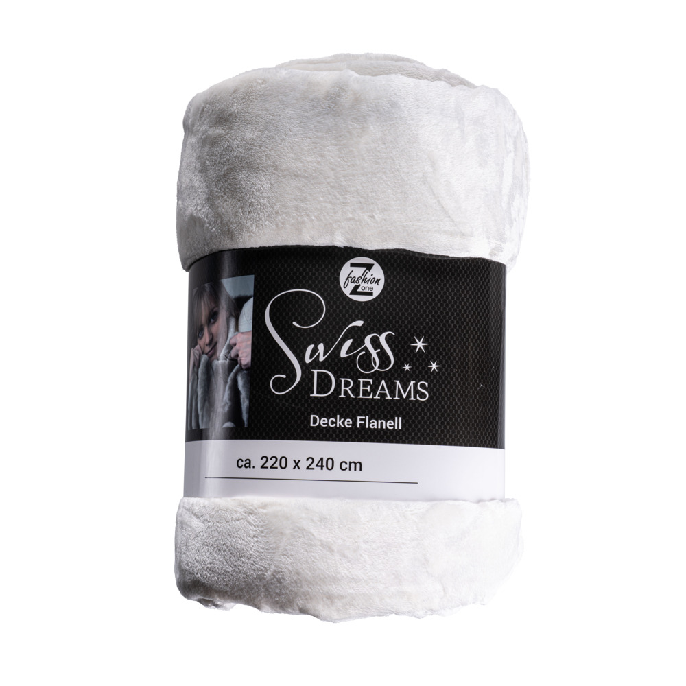Kuscheldecke 220 x 240 cm in Creme aus Flanell