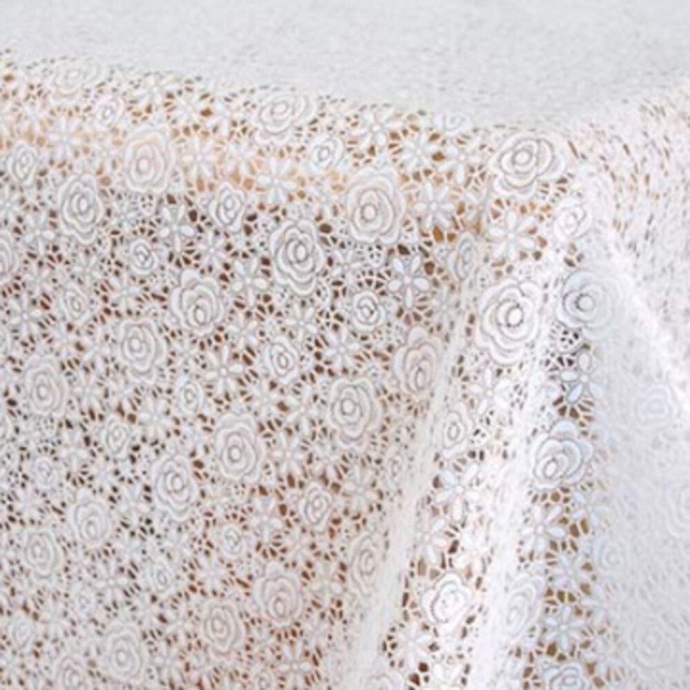 Vinyl-Tischdecke 1,40m wei&szlig; ''R&ouml;schen''