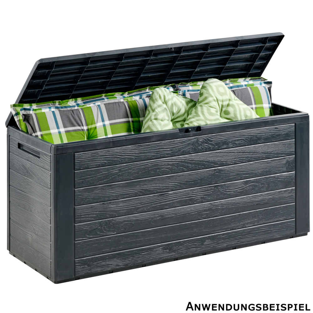 Auflagenbox Woodebox 280 Liter aus Kunststoff, anthrazit mit Holzoptik image number 2