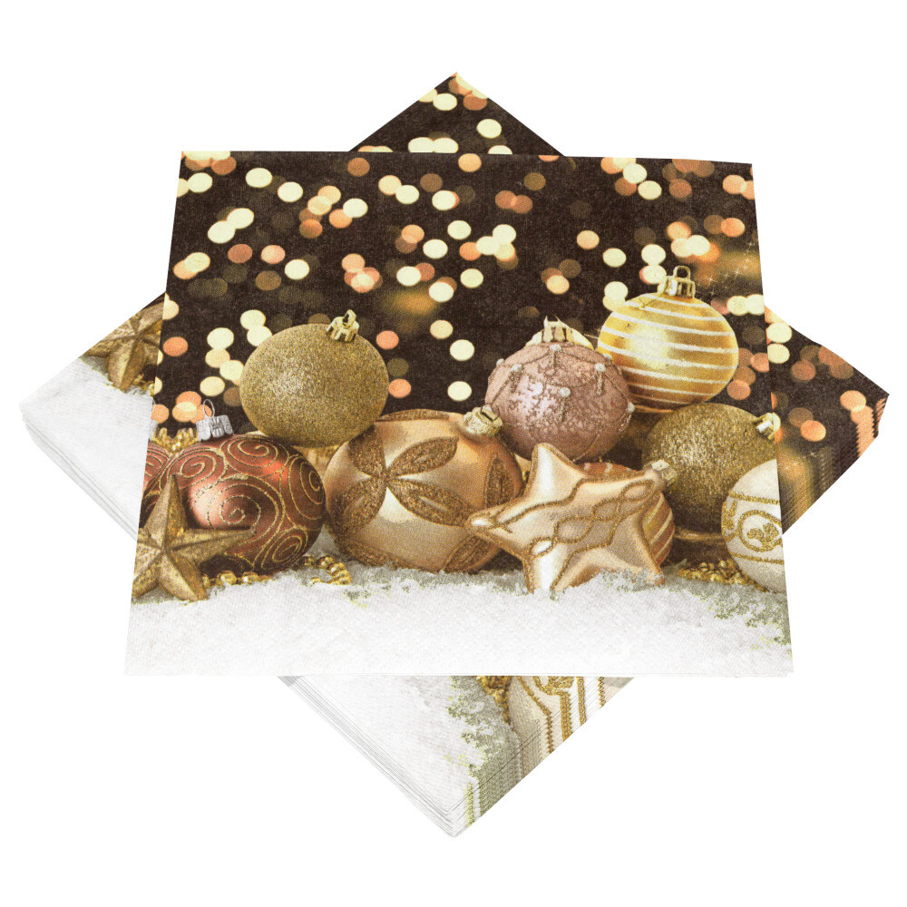 Servietten mit Motiv Sterne creme-gold, 20 St&uuml;ck