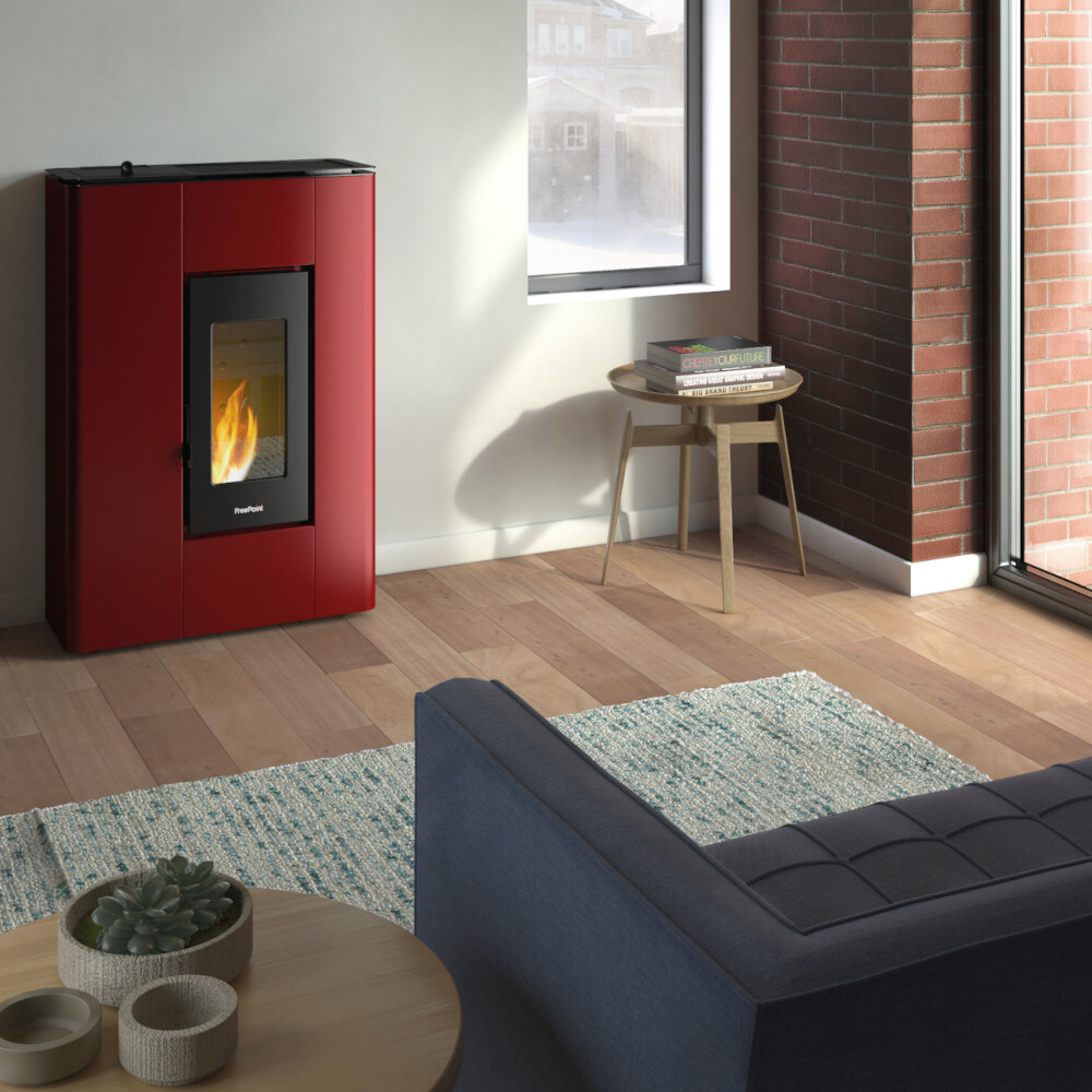 Pelletofen "Atrium 5", bordeaux Stahl image number 2