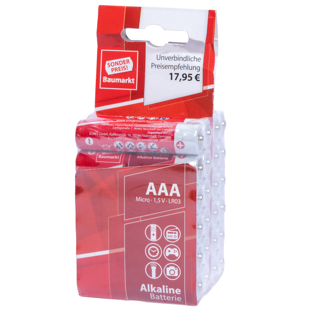 Alkaline Batterien LR03 AAA Micro 24er Pack Sonderpreis Baumarkt