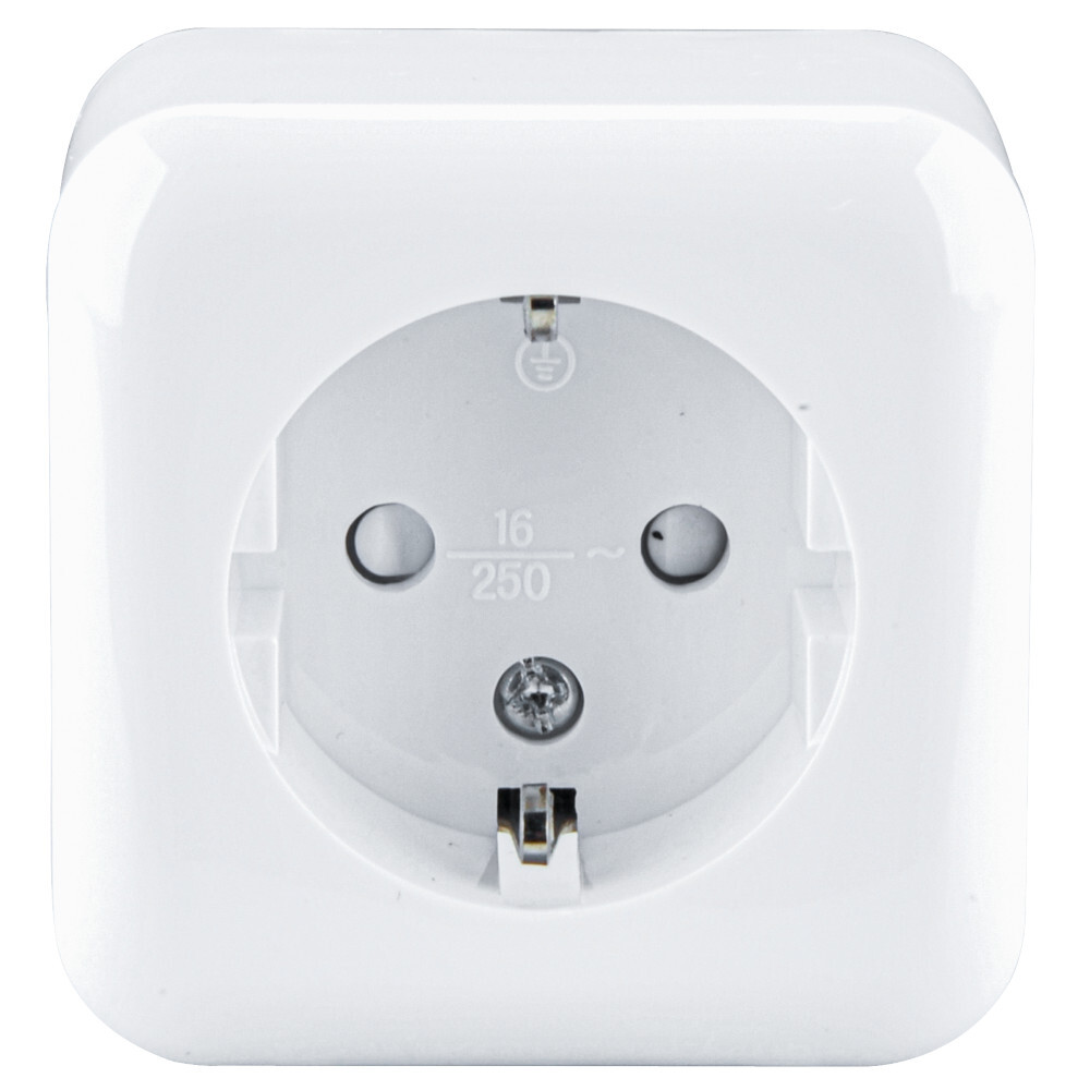Aufputz Steckdose 1-fach, 250 V, wei&szlig;, Kindersicherung