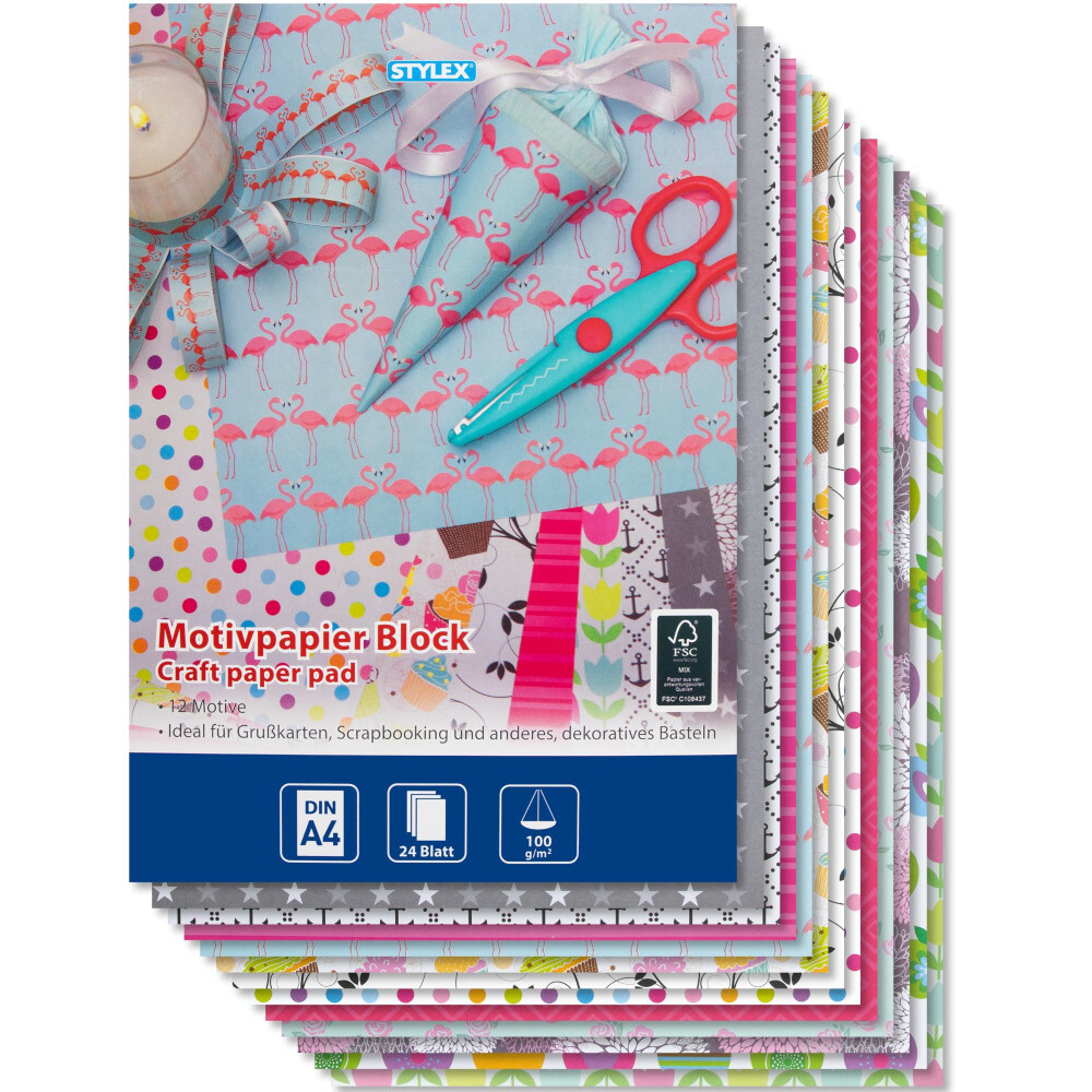 Motivpapier DIN A4 24 Blatt 12 Dekore