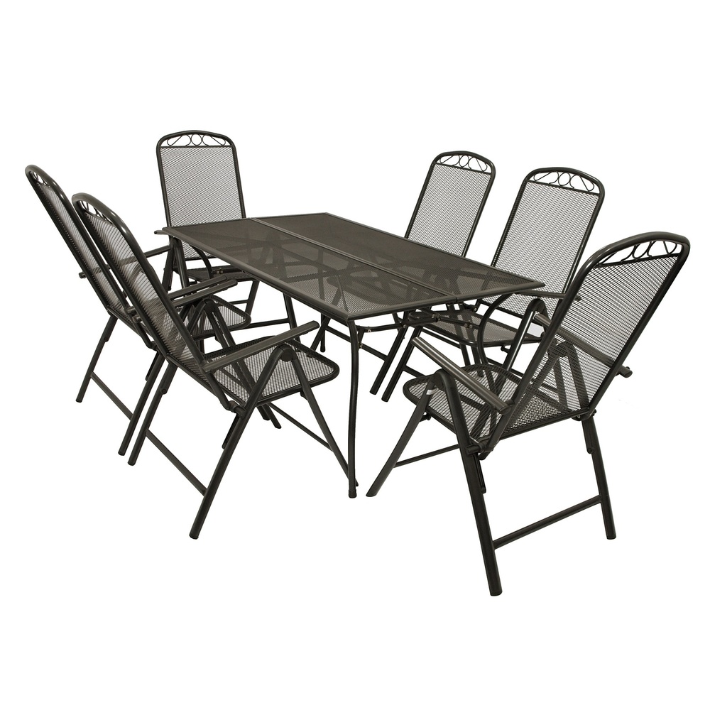 Gartensitzgruppe 7-teilig Streckmetall Anthrazit