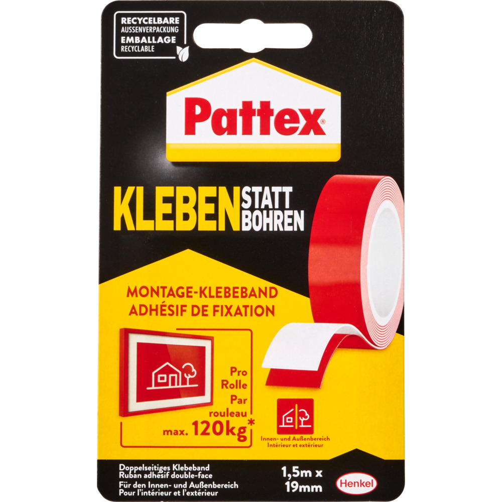Pattex&reg; Klebeband doppelseitig "Kleben statt Bohren" 1,5 m soforthaftend image number 2