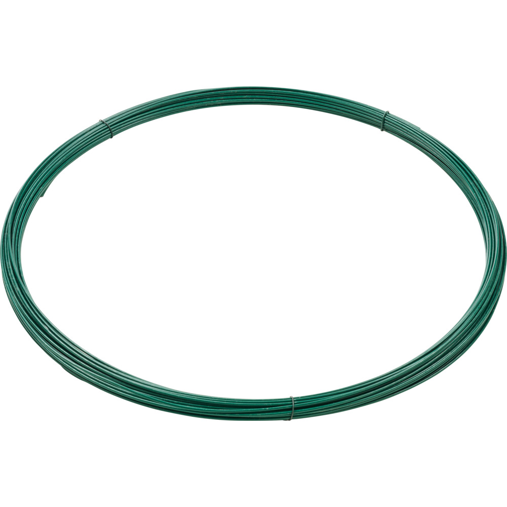 Spanndraht 55m &Oslash;3,8mm gr&uuml;n kunststoffummantelt Sperrdraht Drahtzaun Eisen Draht