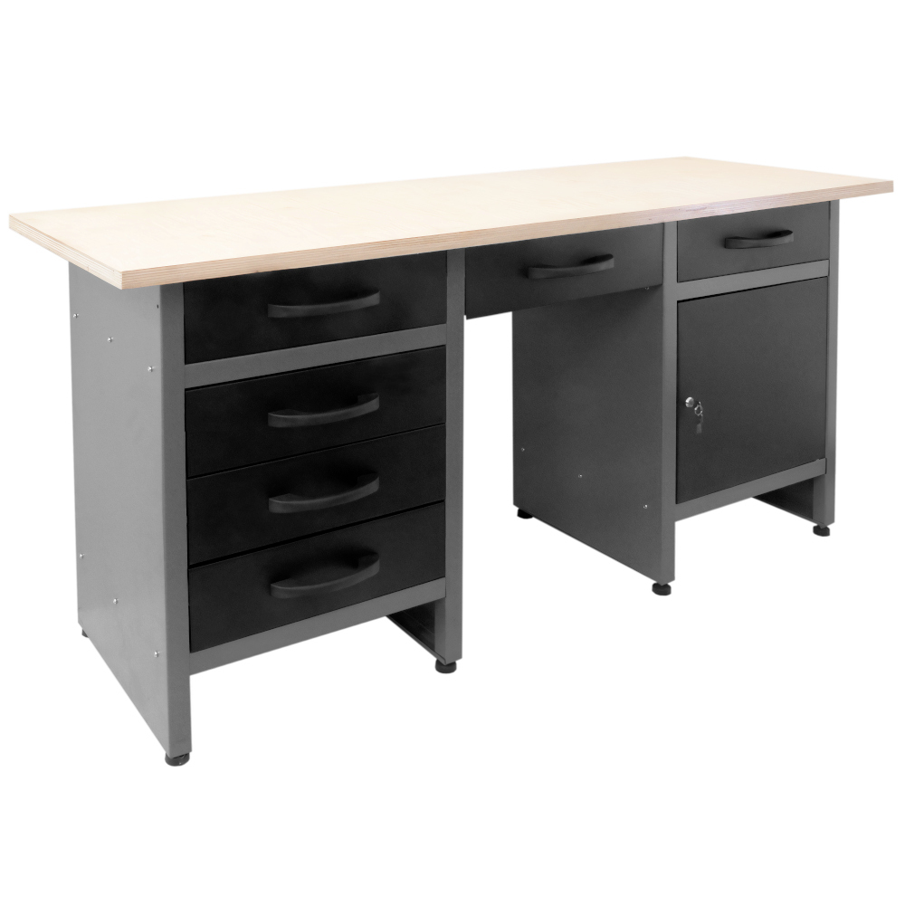 GERMANIA&reg; Werkbank mit 6 Schubladen und Holz-Arbeitsplatte