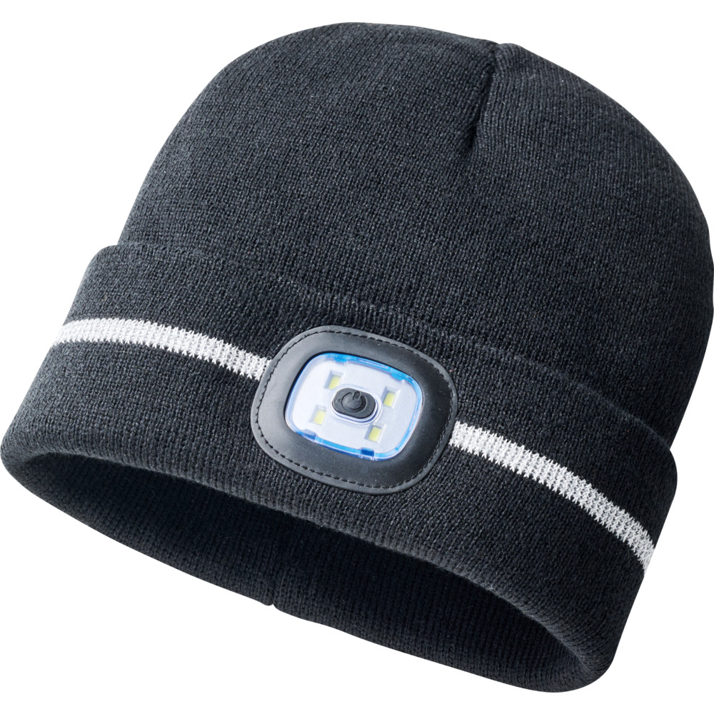 M&uuml;tze schwarz mit LED und Reflektionsstreifen