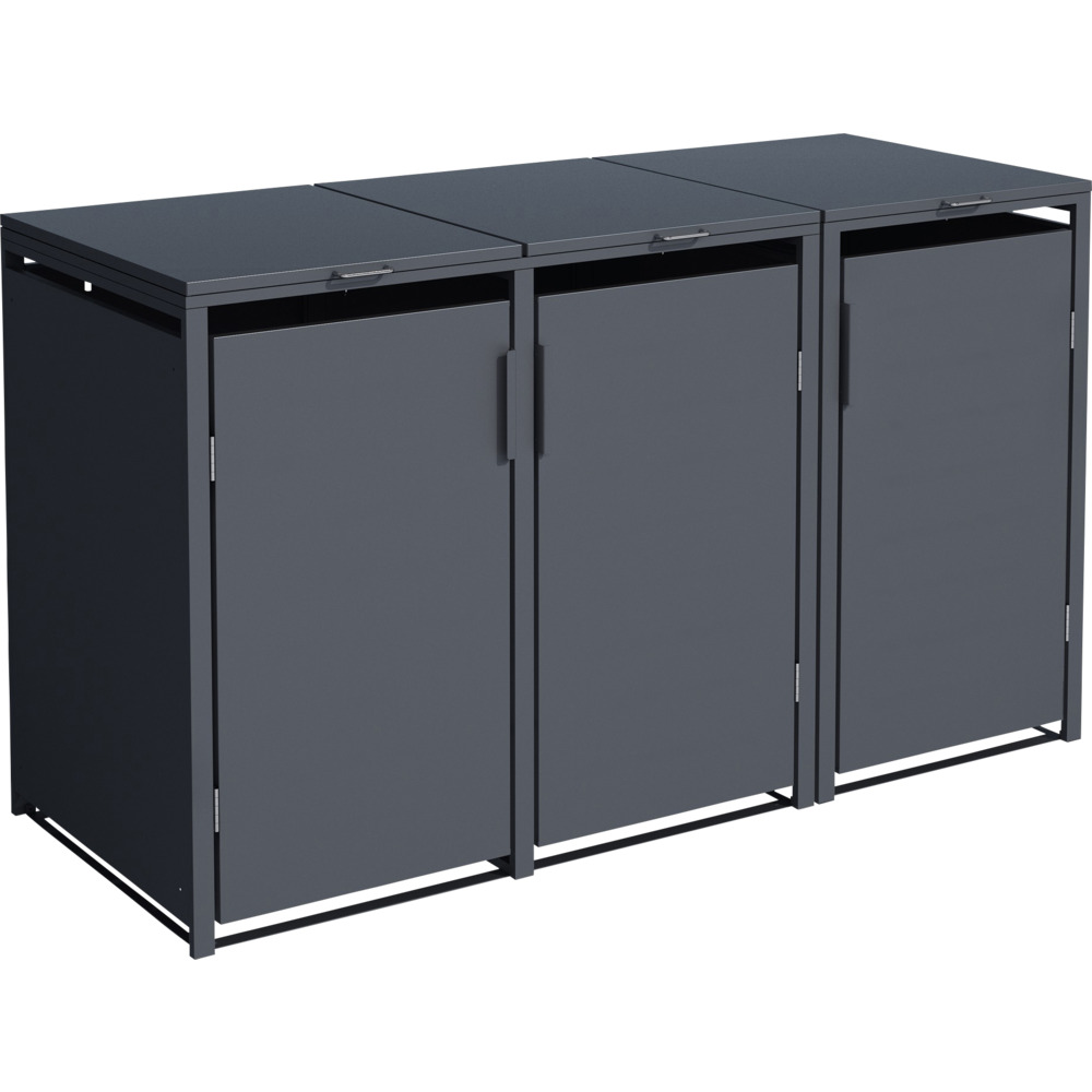 M&uuml;lltonnenbox 3-er Stahl verzinkt anthrazit