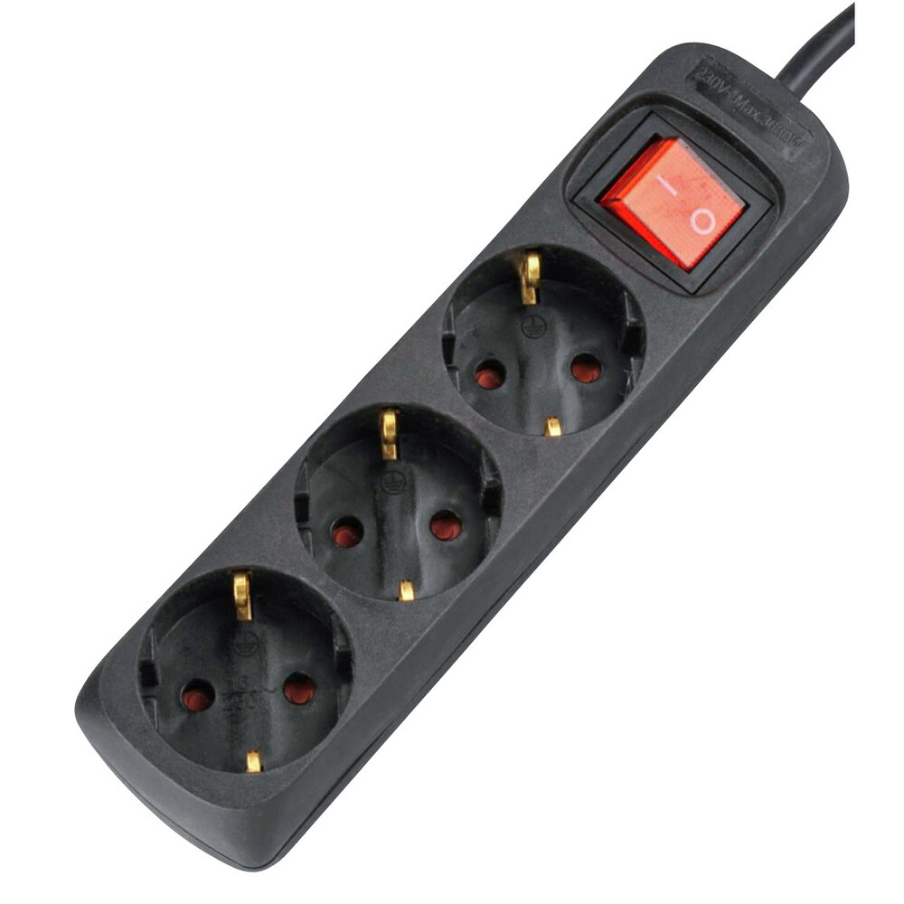 Steckdosenleiste 3 m 3-fach in schwarz