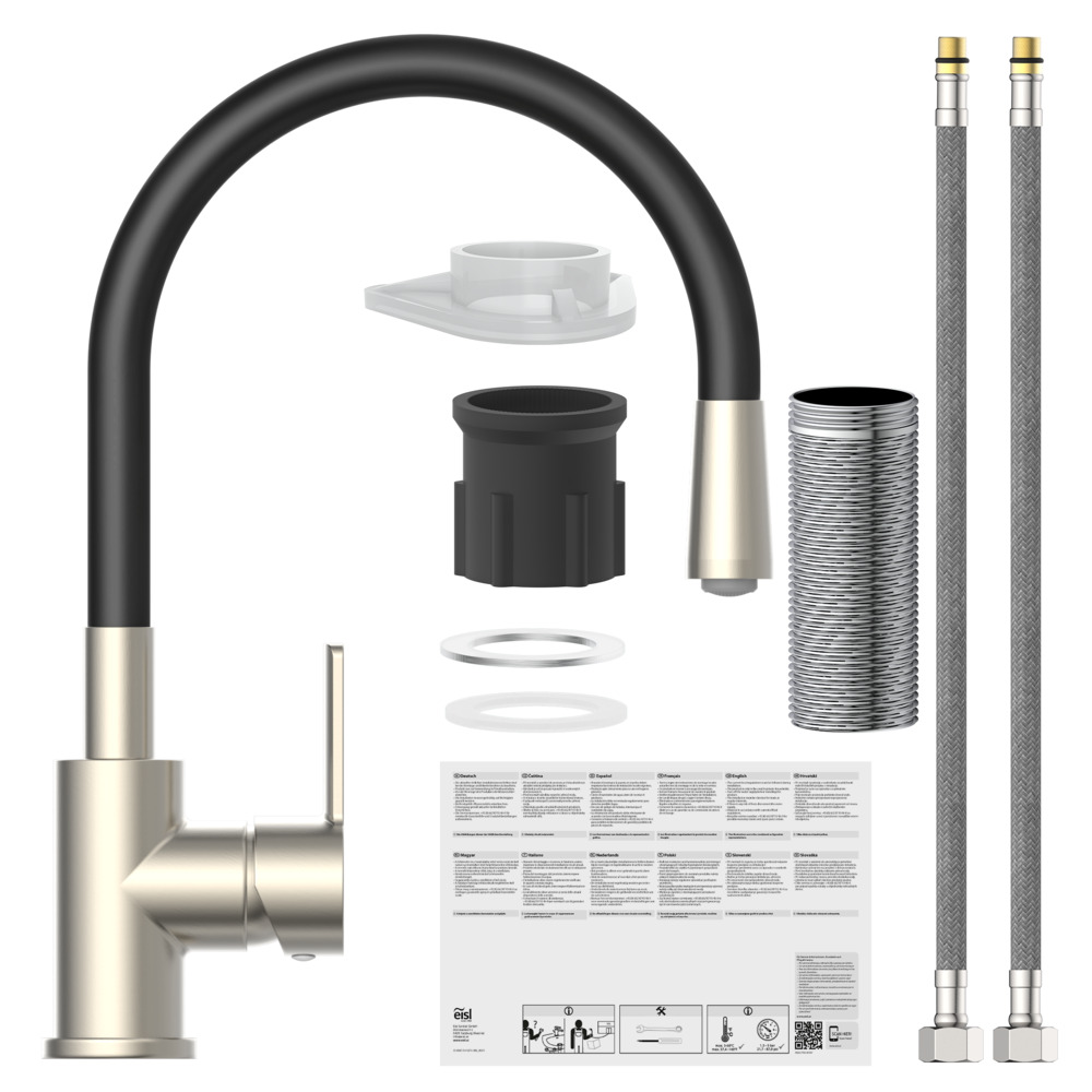 EISL K&uuml;chenarmatur FLEXO Edelstahloptik schwarz image number 3