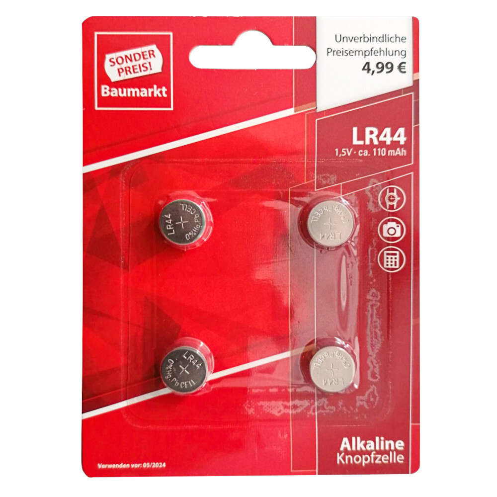 Sonderpreis Baumarkt Knopfzellen Batterien-Set LR44 4 St&uuml;ck