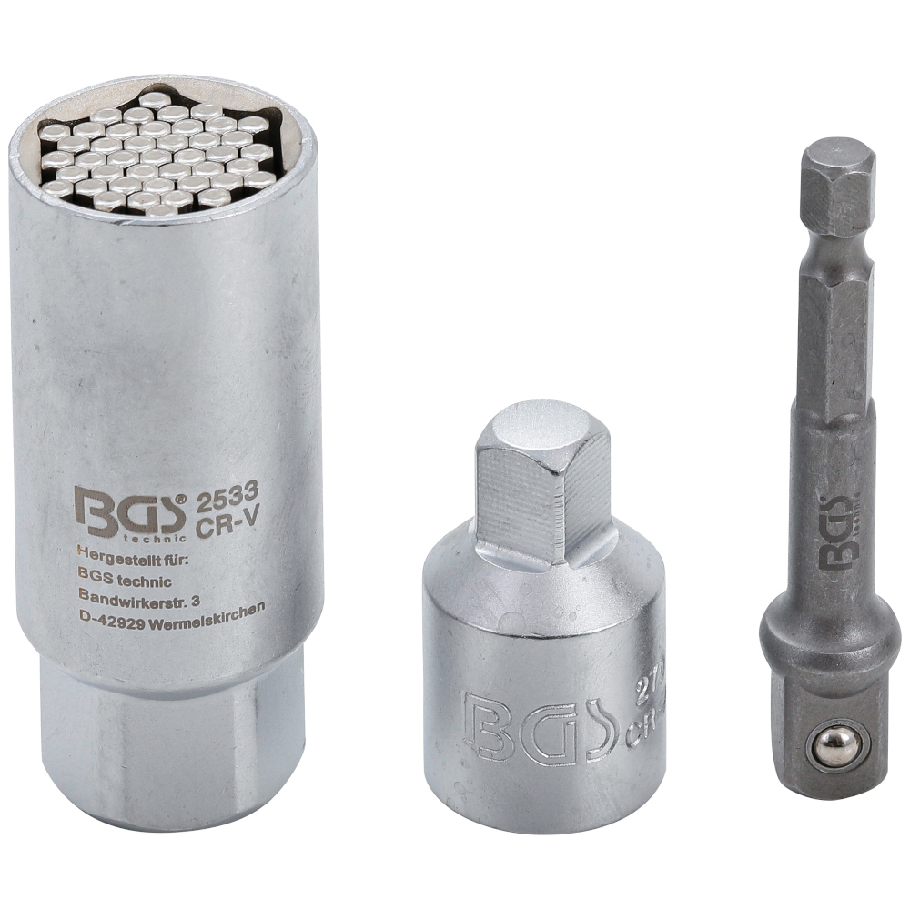 Multi-Einsatz Set 3-teilig mit Steckschl&uuml;ssel-Adapter und Adapter