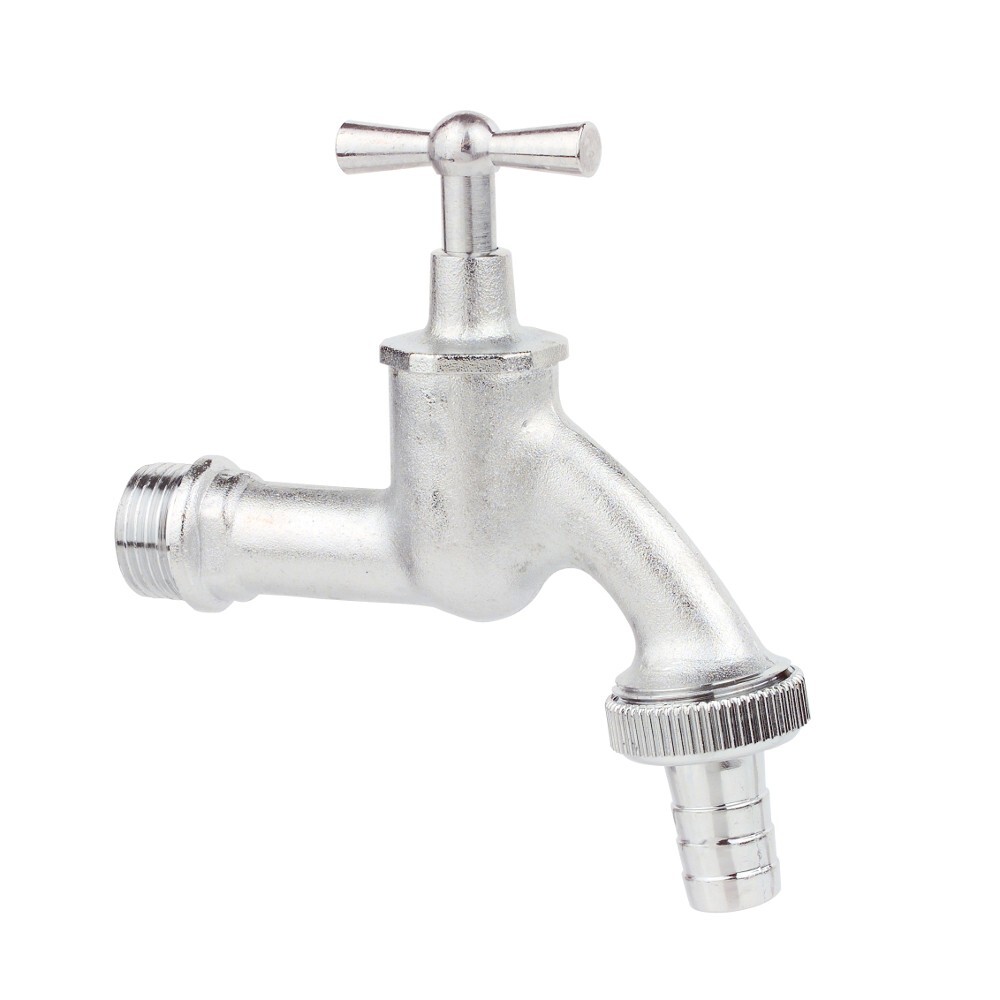 Auslaufventil 1/2" Messing matt verchromt mit Knebelgriff