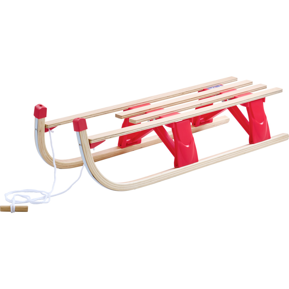 Klappschlitten aus Holz mit R&uuml;ckenlehne rot image number 1