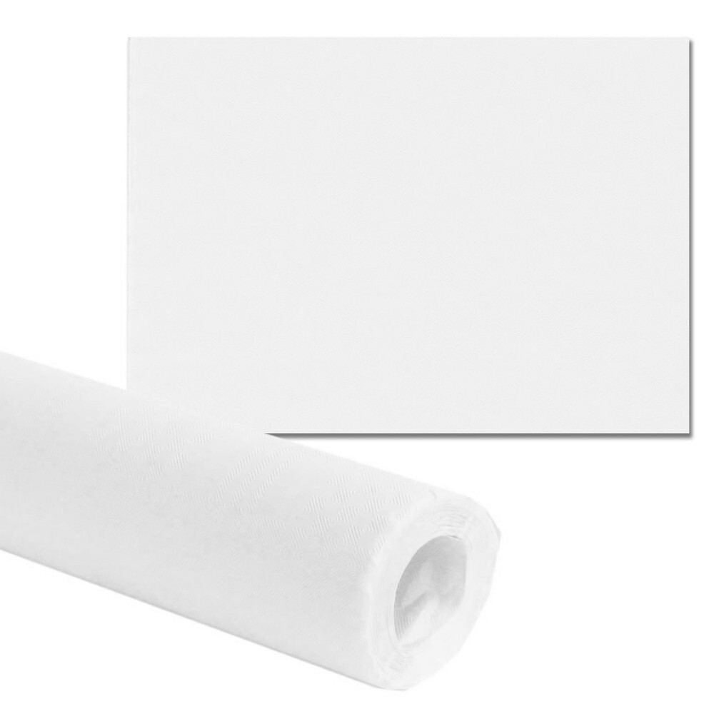 Papiertischdecke mit Damastpr&auml;gung 10 x 1 m wei&szlig;