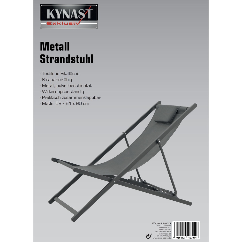 KYNAST Exklusiv Strandstuhl Metall in Anthrazit image number 2