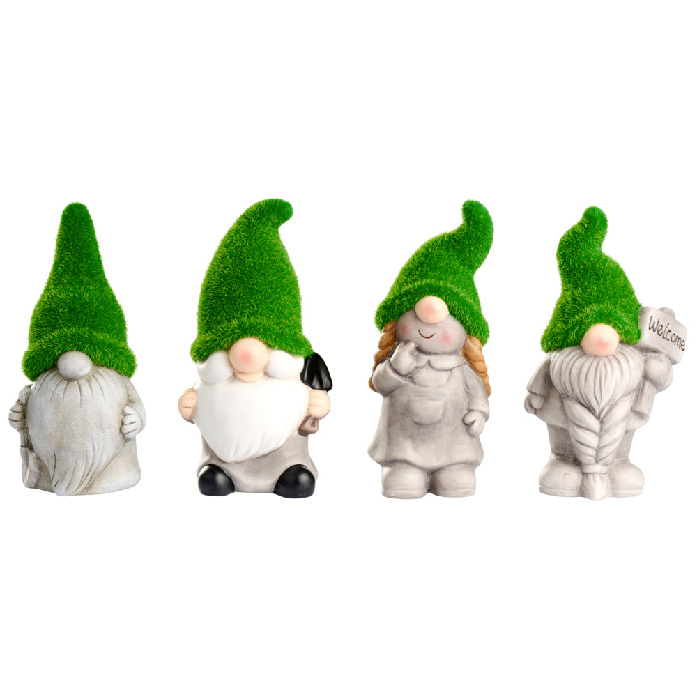 Gartenwichtel mit Grasm&uuml;tze Keramik 20 cm