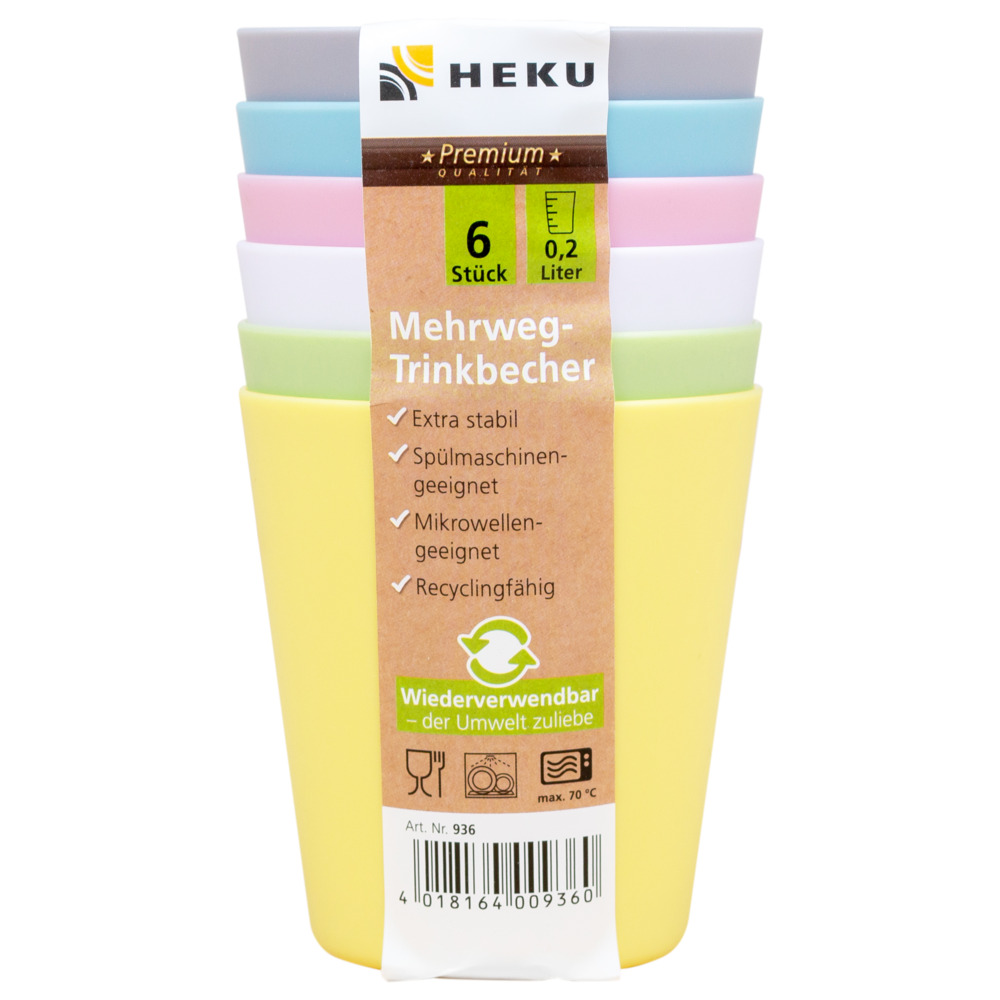 Mehrweg-Trinkbecher 6 St&uuml;ck je 200 ml