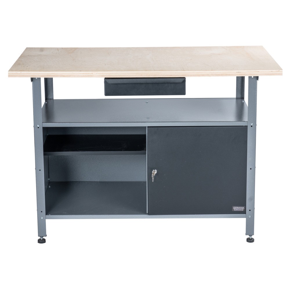 GERMANIA&reg; Werkbank eint&uuml;rig mit Schublade und Holzplatte image number 2