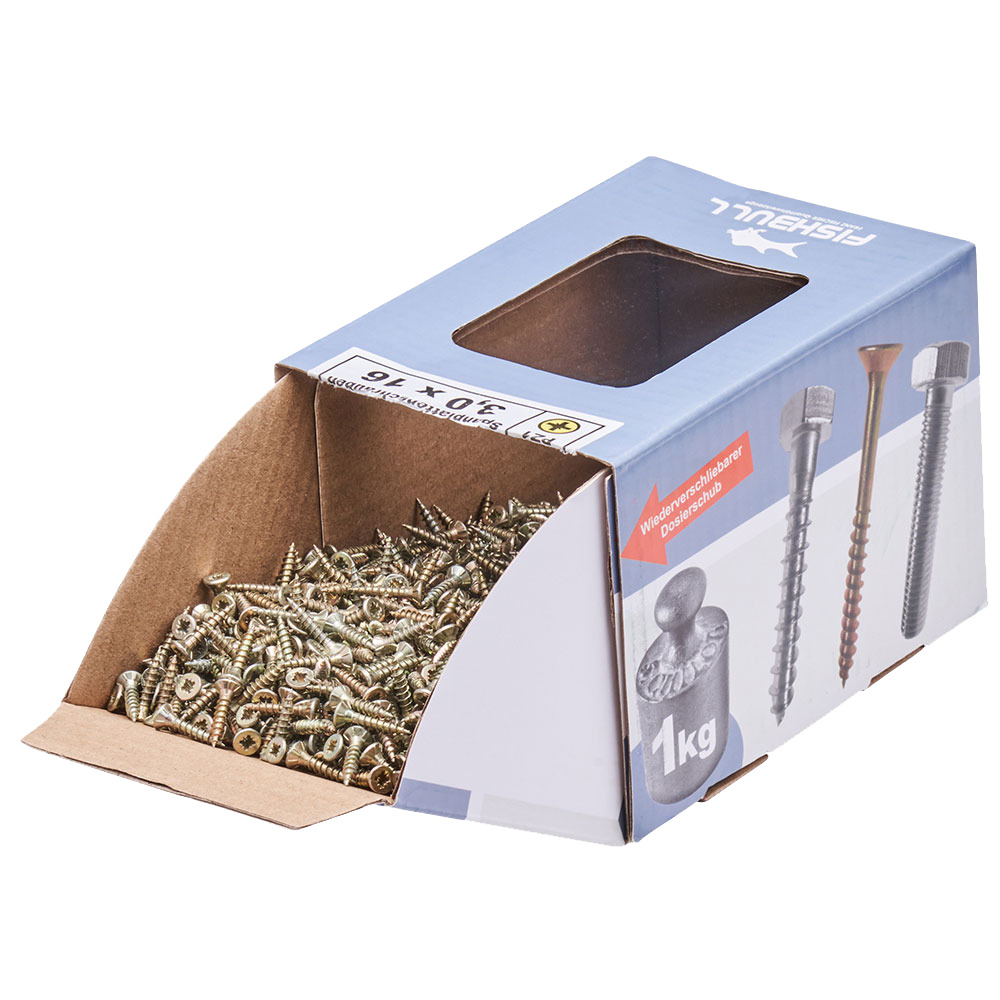 Spanplattenschraube 3,0x16 mm PZ 1kg FISHBULL-Pack Senkkopf Vollgewinde Kreuzschlitz image number 3