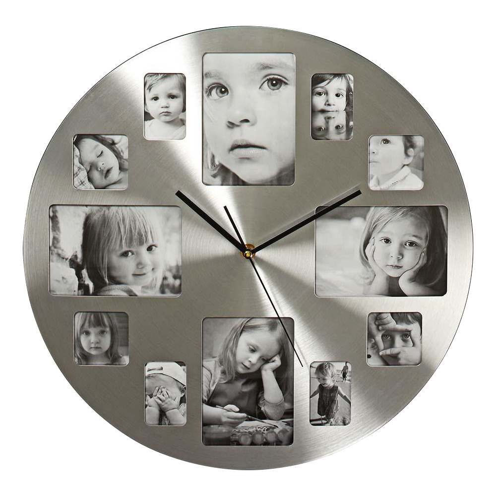 Nedis Wanduhr mit Fotorahmen &Oslash; 40 cm Silber