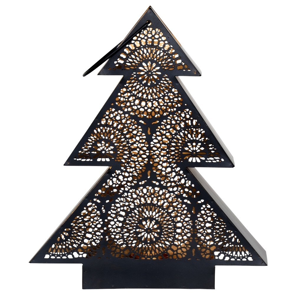 Windlicht Tree 26x8x31 cm schwarz/gold aus Metall